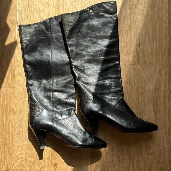 Etienne Aigner Shoes - Vintage Etienne Aigner Black Leather Boots